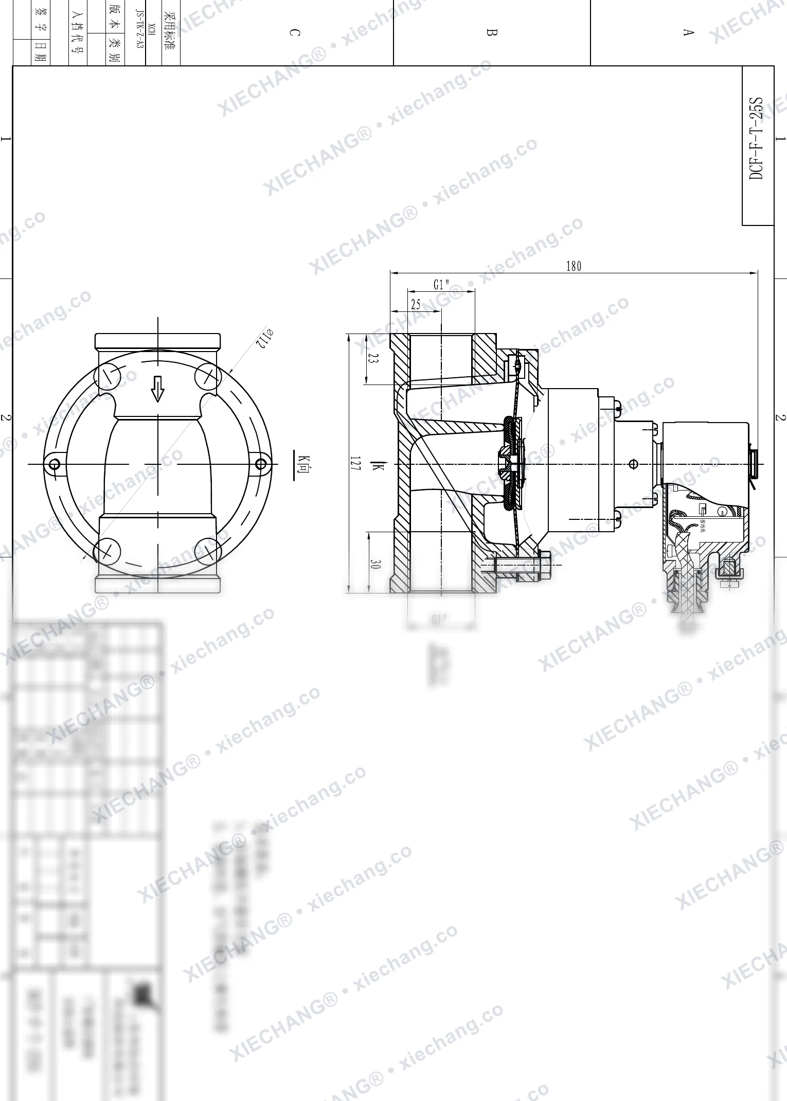 DCF-F-T-25S · 1" (DN25) · صمام نبضي مستقيم مقاوم للانفجار — رسم التركيب