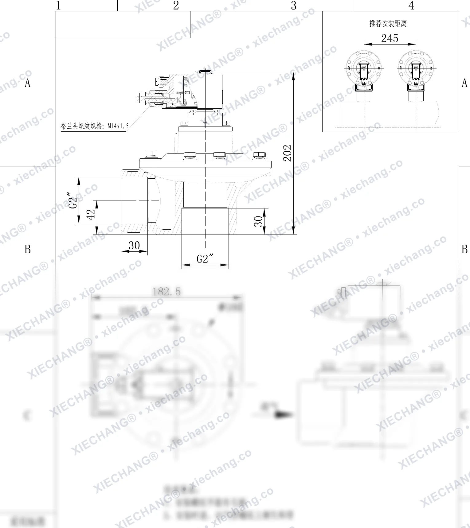 DCF-F-Z-50S-C · 2" · صمام نبضي مقاوم للانفجار بزاوية قائمة (right-angle) — رسم التركيب
