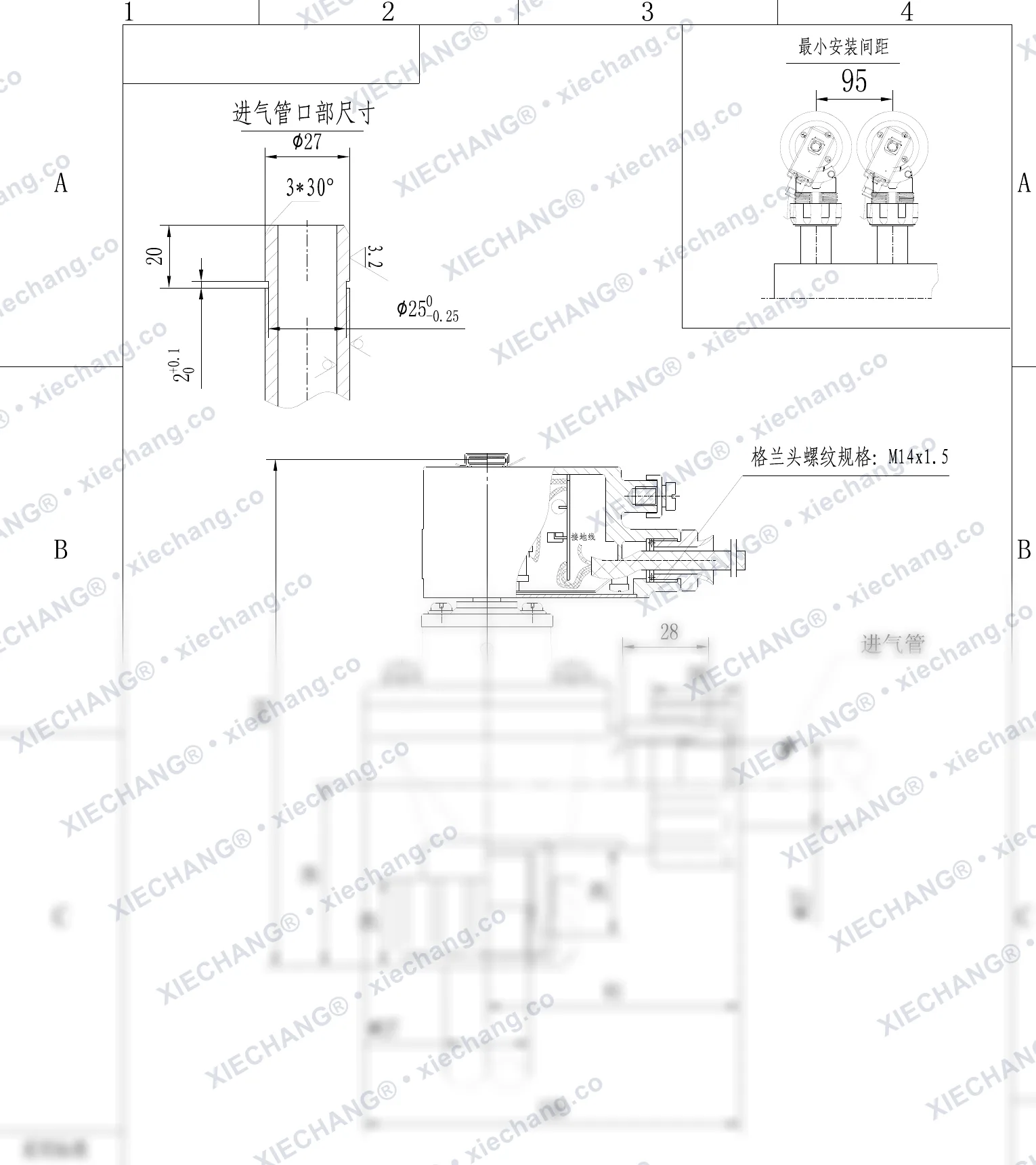 DCF-F-ZM-20-C · 3/4" · صمام نبضي مقاوم للانفجار بلولبة خارجية (ذكر) — رسم التركيب