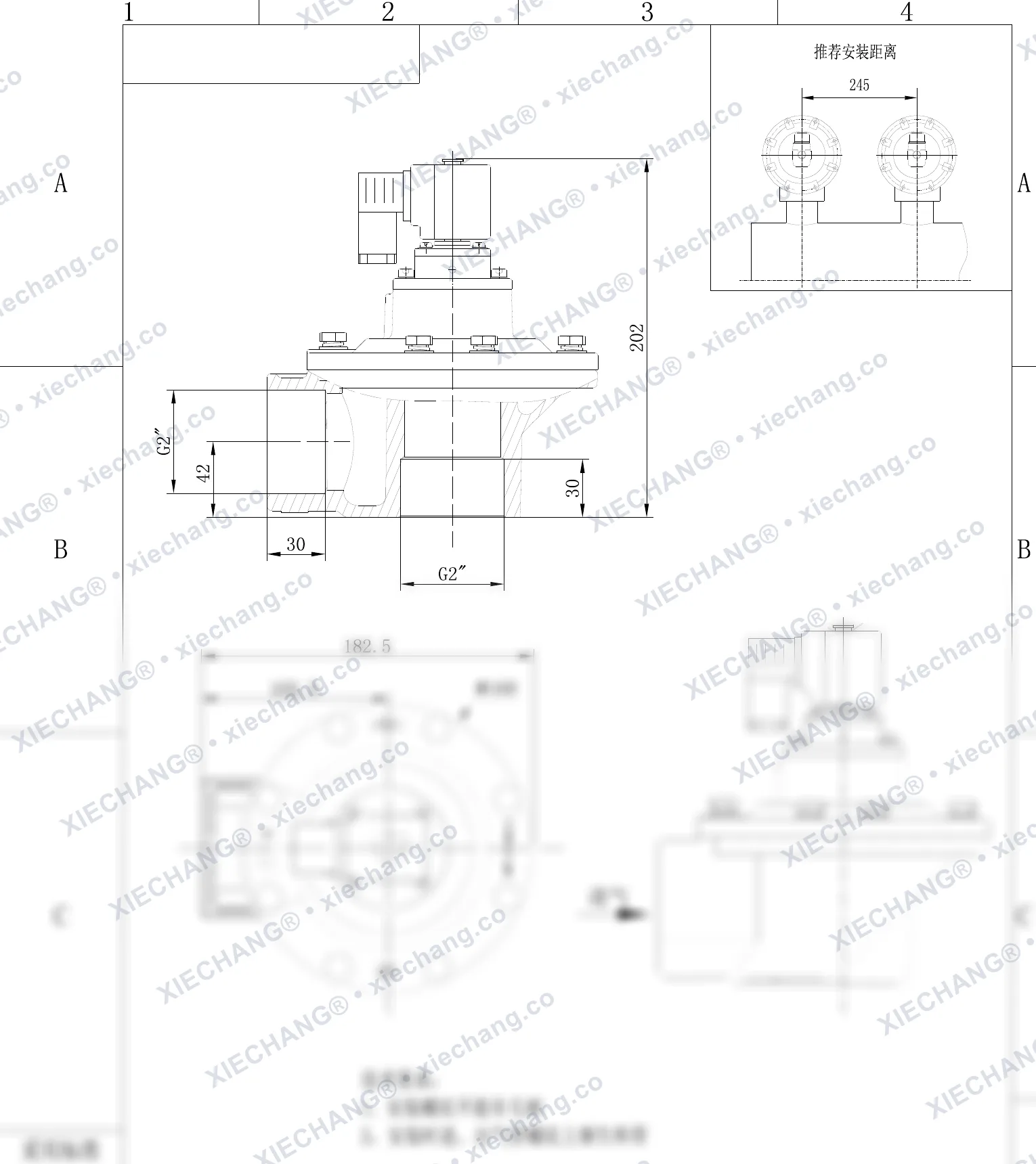 DCF-Z-50S-C · 2" · صمام نبضي بزاوية قائمة (right-angle) — رسم التركيب