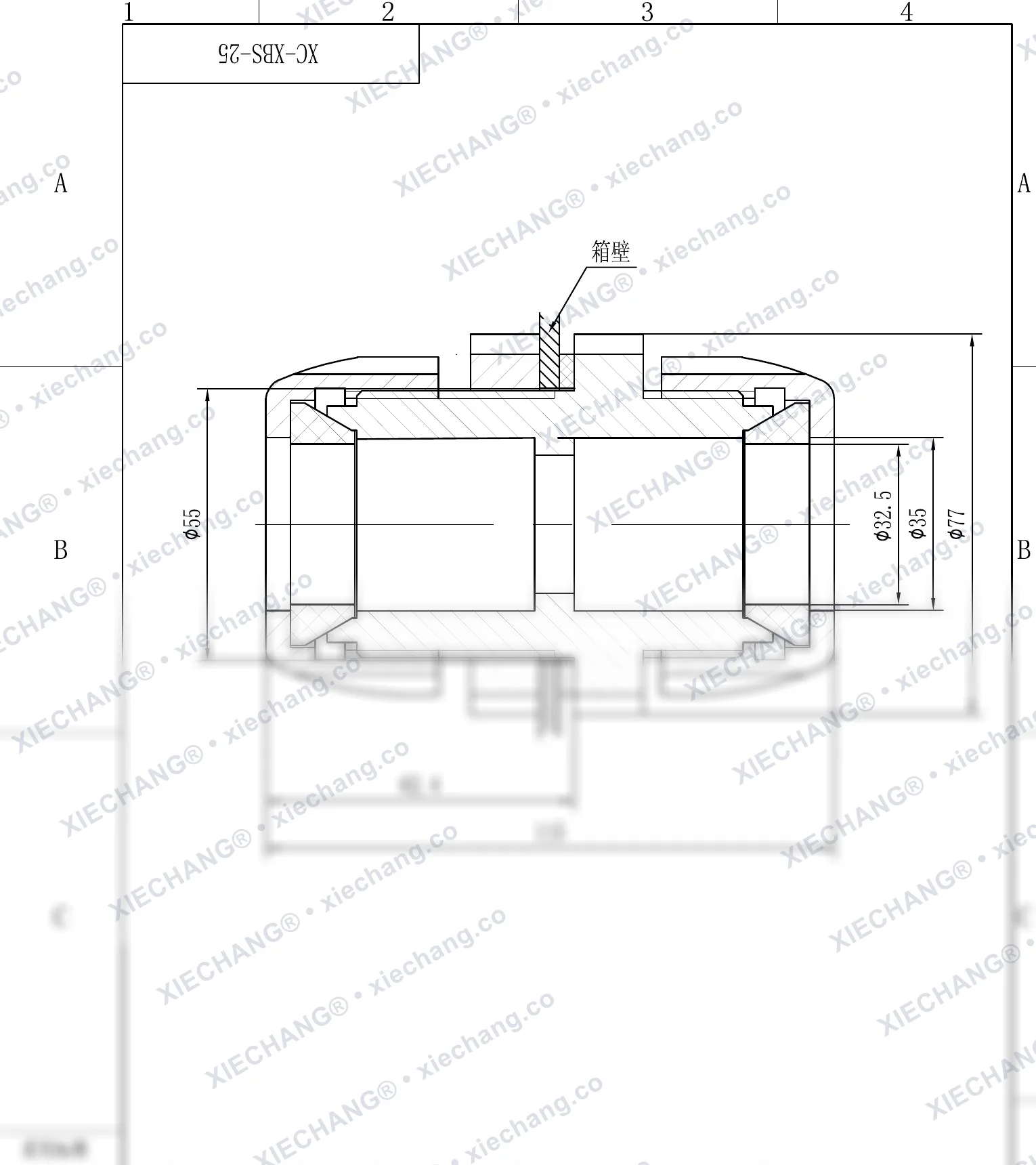 XC-XBS-25 · DN25 · وصلة حاجزية ثنائية اللولبة — رسم التركيب